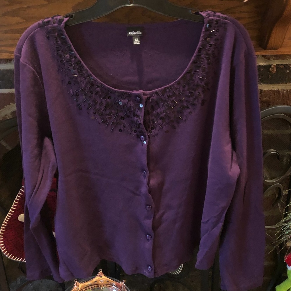 Rafaella Purple cardigan with sequin/bead details.
